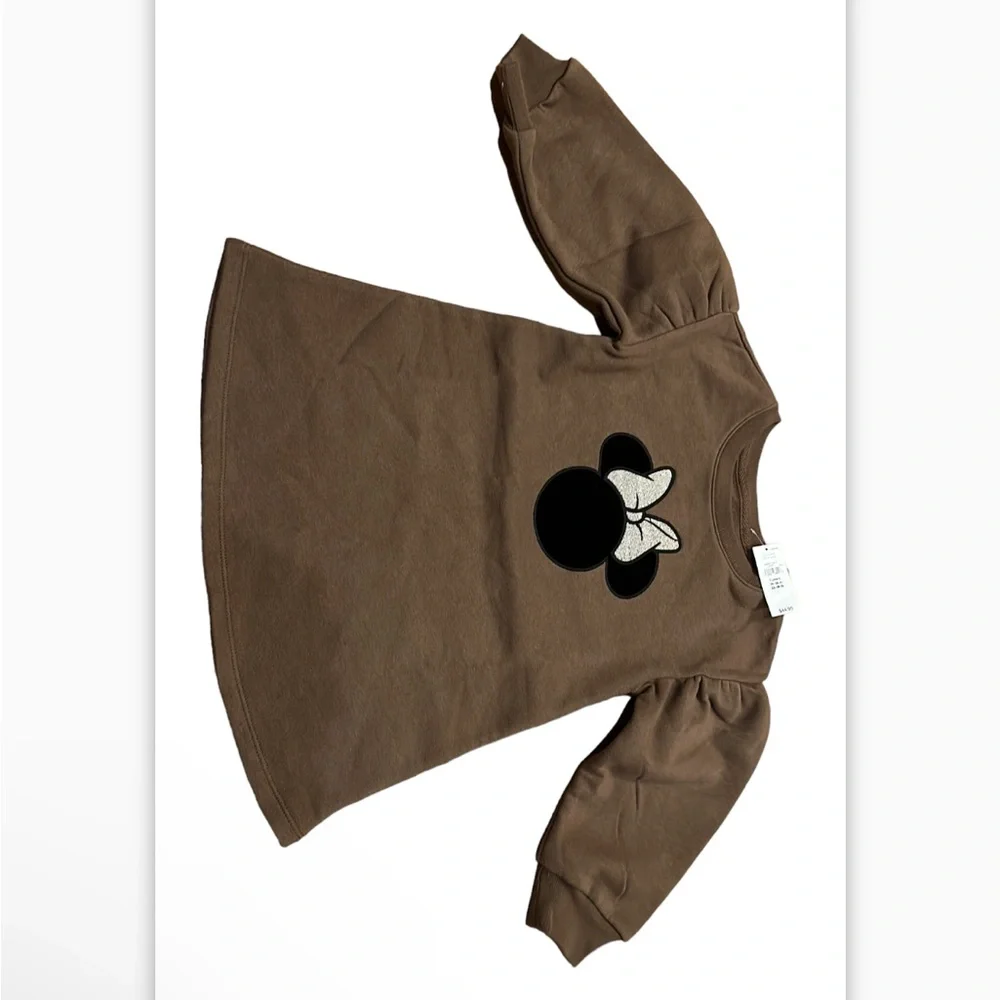 BABY GAP - Girls Disney Velour Minnie Mouse Face with Sparkly Gold Bow Dress